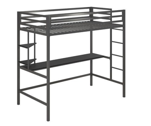 Novogratz Maxwell Metal Full Loft Bed with Desk & Shelves, Black $499