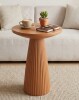 Ebern Designs Fluted Round Coffee Table with Vertical Stripe Texture, Side Table, End Table, Tall Bedside Table for Living Room Bedroom Entryway, No Assembly Required New Shelf Pull $299