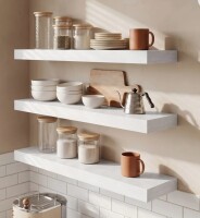 Ebern Designs 36" W 3-Piece Spacious Floating Shelves, White Wall Mounted Shelves With Invisible Brackets for Living Room, Kitchen & Bathroom, Decorative Storage Shelves For Home D&eacute;cor New In Box $99