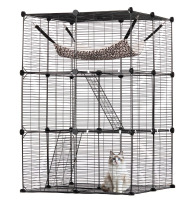 VEVOR CA1718 Large 3-tier Cat Cage, 28 x 28 x 41", DIY Detachable Metal Wire Durable Cat Enclosure, with Large Hammock 2 Ramp Ladders, Fit for Cats Exercise Indoor ? Outdoor, Ease of Assembly, Black New In Box $199