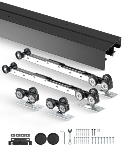 VEVOR Bypass Door Hardware, 8ft Heavy Duty Bypass Sliding Door Hardware Kit, Aluminum Alloy Sliding Closet Door Hardware Set with Finger Pulls, for 2 Door System, Fit Door Thickness 1 3/8" - 1 3/4" New In Box $299