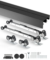 VEVOR Bypass Door Hardware, 8ft Heavy Duty Bypass Sliding Door Hardware Kit, Aluminum Alloy Sliding Closet Door Hardware Set with Finger Pulls, for 2 Door System, Fit Door Thickness 1 3/8" - 1 3/4" New In Box $299