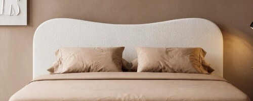 Red Barrel Studio&reg; King Size Upholstered Camelback Headboard, Cream Boucle $499