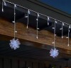 Home Accents Holiday 70 Count Cool White Dome LED Icicle Lights with 5 3D Snowflakes New In Box $79