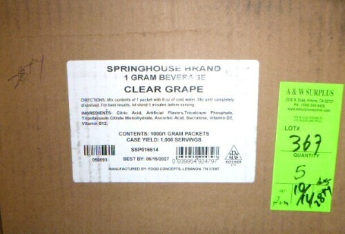 Food Concepts Clear Grape Beverage, 1 Serving Packets, 1,000 Count New Best by 6/2027