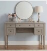 Charlton Home Corretta 56" Spacious Vanity Desk With 5 Drawers, Charging Station, Rear Cabinet, Open Shelf, Wash Gray, No Mirror $699