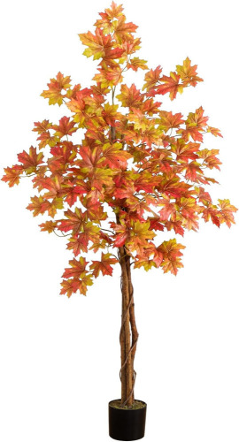 Nearly Natural 5ft Deluxe Autumn Maple Artificial Fall Tree in Black Pot $199
