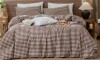 MooMee Gingham 3-Piece Full Size Duvet Cover Set 100% Washed Cotton Linen Like Lightweight New In Box $199