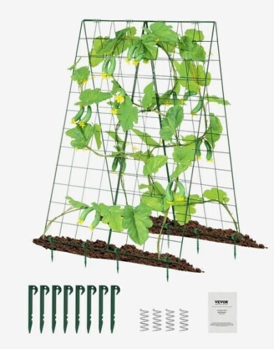 VEVOR Cucumber Trellis for Climbing Plants, 46" x 32" Foldable Cucumber Trellis Set with Plant Clips, Metal Garden Trellis for Raised Bed, Outdoor Plant Grow Support for Tomato, Squash, Vegetable New In Box $199