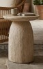 Hokku Designs Fulcher Stone-Like 17"W Pedestal End Table with Travertine Effect New In Box $299