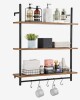 VEVOR Industrial Pipe Shelf, 3 Tier 32x9.84in, Wall-Mount Floating Rustic Wood Shelves Bracket Display Bookshelf, Storage Rack Sundries Holder for Kitchen Bedroom Bathroom Living Room, Black New In Box $99