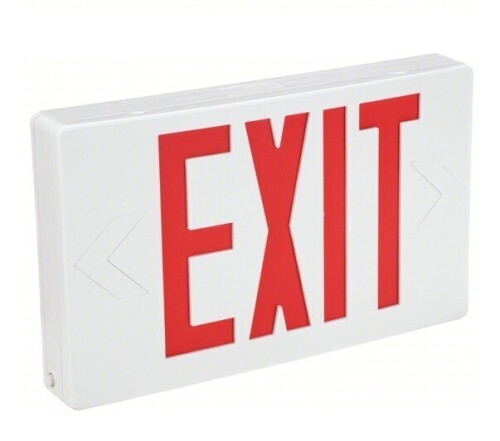 Grainger Exit Sign: Emergency Battery Backup, LED, White, Red, 1 or 2 Faces, Ceiling, Nickel Cadmium New In Box $89