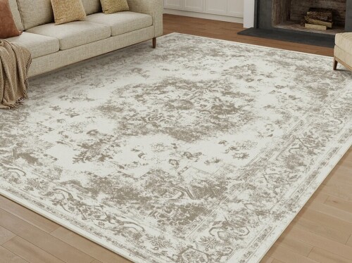 Winston Porter 8' x 10' Elegant Modern Machine Woven Area Rug in Brown New In Box $399