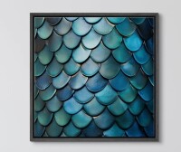 Wall26 "Textured Teal Fish Scales Close-up Mermaid Scale Illustrations" Canvas, 24" H x 24" W x 1.5" D / Red Barrel Studio&reg; Hydrangea Floral Watercolor Canvas Wrapped Wall Art, Set of 3 Panels, Modern Botanical Print for Living Room or Bedroom Decor, 16" 