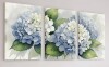 Wall26 "Textured Teal Fish Scales Close-up Mermaid Scale Illustrations" Canvas, 24" H x 24" W x 1.5" D / Red Barrel Studio&reg; Hydrangea Floral Watercolor Canvas Wrapped Wall Art, Set of 3 Panels, Modern Botanical Print for Living Room or Bedroom Decor, 16" - 2
