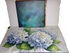 Wall26 "Textured Teal Fish Scales Close-up Mermaid Scale Illustrations" Canvas, 24" H x 24" W x 1.5" D / Red Barrel Studio&reg; Hydrangea Floral Watercolor Canvas Wrapped Wall Art, Set of 3 Panels, Modern Botanical Print for Living Room or Bedroom Decor, 16" - 3