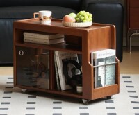 Winston Porter Solid Wood End Table with Wheels New In Box $399