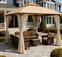 Lausaint Home 10 Ft. W x 10 Ft. D Iron Patio Gazebo with Arc Shape Top New in Box $699