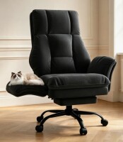 Wildon Home Big and Tall Office Chair, Flip Armrests for Pets & Cross Legged Sitting, Executive Ergonomic Computer Gaming Chair with Foot Rest in Black New in Box $699