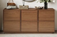Winston Porter 63"W Sideboard Cabinet With Doors and Shelves, Buffet Cabinet with 3 Door in Walnut 63"W Sideboard Cabinet With Doors and Shelves, Buffet Cabinet with 3 Door New in Box $499