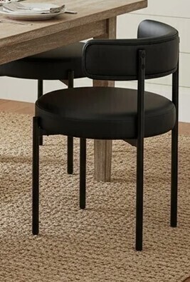 Latitude Run Modern Faux Leather Upholstered Side Dining Chair with Metal Frame in Black New in Box $299