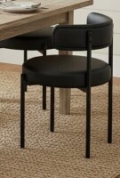 Latitude Run Modern Faux Leather Upholstered Side Dining Chair with Metal Frame in Black New in Box $299