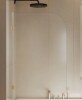 DeerValley 34" W x 58" H Frameless Single Fixed Bath Panel with Clamps, 3/8" Tempered Glass Bathroom Shower Screen, Gold DV-1SD0466G10 New in Box $399