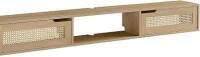 Walker Edison Destin Modern Rattan Flip-Down-Door Wall-Mounted Floating TV Stand for TVs up to 65 Inches, 58 Inch, Coastal Oak New in box $299