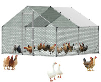 VEVOR Large Metal Chicken Coop, 9.8 x 9.8 x 6.6 ft, Walk-in Chicken Run House with Waterproof Cover & Sturdy Frame, Spire Roof Poultry Cage Duck Pen for Rabbit Hen Goose Outdoor Backyard Farm Use New Shelf Pull $299