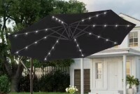 JOYESERY 10 ft. Patio Offset Solar LED Umbrellas 50-Plus UV Protection Cantilever Outside Umbrellas, Black New In Box $299