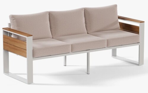 Ebern Designs 3-Seat Aluminum Outdoor Patio Sectional Sofa Cushions Sold Separately $499