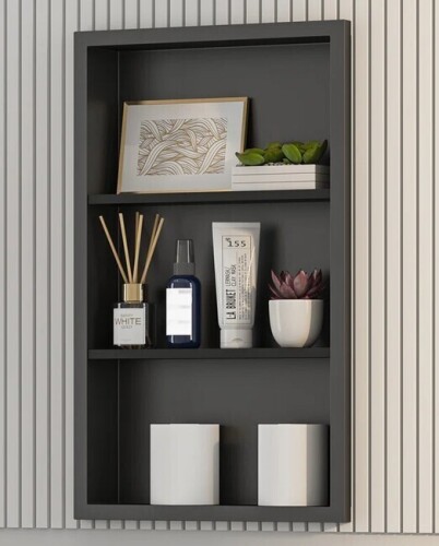 Hokku Designs 16" x 30" Wall Niche Recessed Metal Cabinet With 3 Shelves New In Box $199