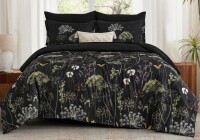 WONGS BEDDING 7-Piece King Size Dandelion Floral Comforter Set All-Season Soft Microfiber Bedding Set $199