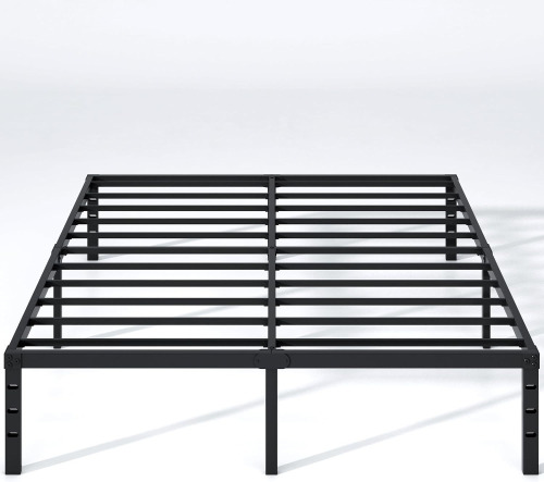 JETO Metal Bed Frame, Queen Size Bed Frame with Storage Space, 18 Inch Heavy Duty Sturdy Mattress Foundation, Easy Assembly, No Box Spring Needed, Black New In Box $199