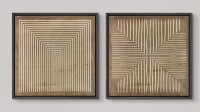 wall26 Geometric Line Pattern Wall Decor - Minimalist Neutral Abstract Artwork - Framed Canvas Master Bedroom Wall Art Work 2 Pieces Print, 24" x 24" (x2) New In Box $299