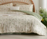 Nayoroom 3 Pieces King Size Beige Green Floral Reversible Comforter Set Aesthetic Cottagecore Style Green Leaf Soft And Lightweight Bedding $299