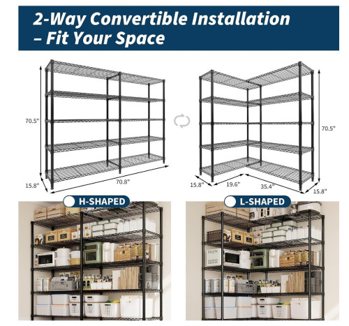 Garvee Heavy Duty Metal Shelving Unit, 5-Tier Adjustable Garage Storage Shelves, Convertible Storage Shelf Garage Shelving, for Basement Pantry Kitchen Warehouse, 180cm L x 40cm W x 180cm H New In Box $299
