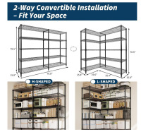 Garvee Heavy Duty Metal Shelving Unit, 5-Tier Adjustable Garage Storage Shelves, Convertible Storage Shelf Garage Shelving, for Basement Pantry Kitchen Warehouse, 180cm L x 40cm W x 180cm H New In Box $299