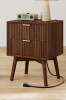Latitude Run&reg; Seyla 18" Fluted Nightstand with Charging Station, Beveled Profile & Solid Wood Legs, 2 Drawers End Table $299