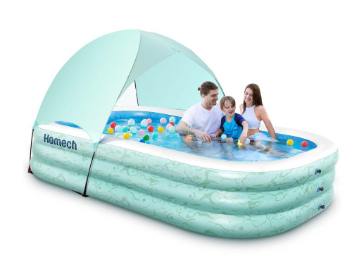 Homech, Green Inflatable Kiddie Pool with Sun Shade for Adult, Family, Unisex, Summer New In Box $99