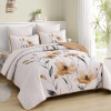 WONGS BEDDING Queen 3-Piece Floral Farmhouse Botanical Quilt Set Lightweight Coverlet for All Seasons $199