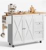 VEVOR Kitchen Island Cart with Solid Wood Top, 45.3" Width Mobile Carts with Storage Cabinet, Rolling Kitchen Table with Spice Rack, Towel Rack, Drop Leaf and Drawer, Portable Islands on Wheels, White New in Box $399