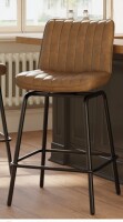 George Oliver Modern Swivel Upholstered Bar Stool with PU Leather Seat and Metal Frame, Armless Counter Height Stool with Footrest in Dark Brown New in Box $299
