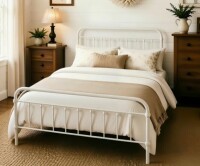 Winston Porter Colina Metal Bed Queen in White New in Box $399