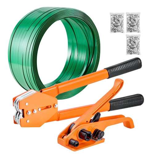 VEVOR Banding Strapping Kit, Heavy Duty Banding Sealer Tool with 1000 ft Length PET Band, 300 Metal Seals, Plastic Manual Pallet Packaging Strapping Kit for Warehouse/Shipping/Moving/Home, Orange New In Box $199
