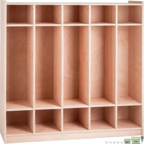 VEVOR Coat Locker, 5-Section Daycare Cubby Coat Rack, Classroom Coat Locker and Backpack Hanger, with 5 Hooks and Storage Boxes, for Kindergarten & School, Natural, New in Box $399