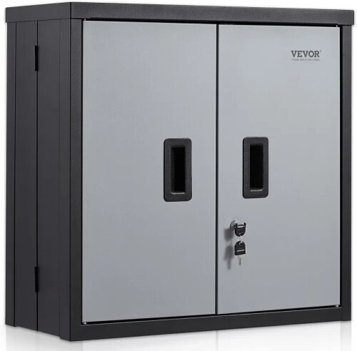 VEVOR Foldable Wall Cabinet, Metal Garage Locker Mounted 26" Small Tool Chest 240 LBS Loading Capacity Adjustable Shelf Magnetic Door File for Warehouse Office Home Black, New in Box $299