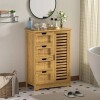 VEIKOUS 32.5" H x 23.7" W x 11.9" D Bamboo Freestanding Linen Cabinet with Adjustable Shelves and 4-Drawer in Yellow, New in Box $299
