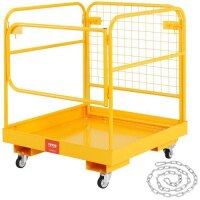 VEVOR Forklift Safety Cage, 1200 lbs Load Capacity, 3' x 3' Folding Forklift Work Platform with Lockable Swivel Wheels, Drain Hole & Device Chain, Holds 1 to 2 Adults, Perfect for Aerial Work, New in Box $299