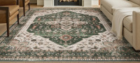 Alcott Hill&reg; 8'x 10' Soft Oriental Vintage Washable Distressed Area Rug - Green $399